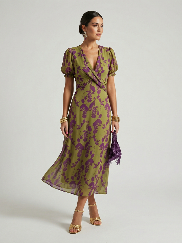Jemima | Floral Wrap Midi Dress