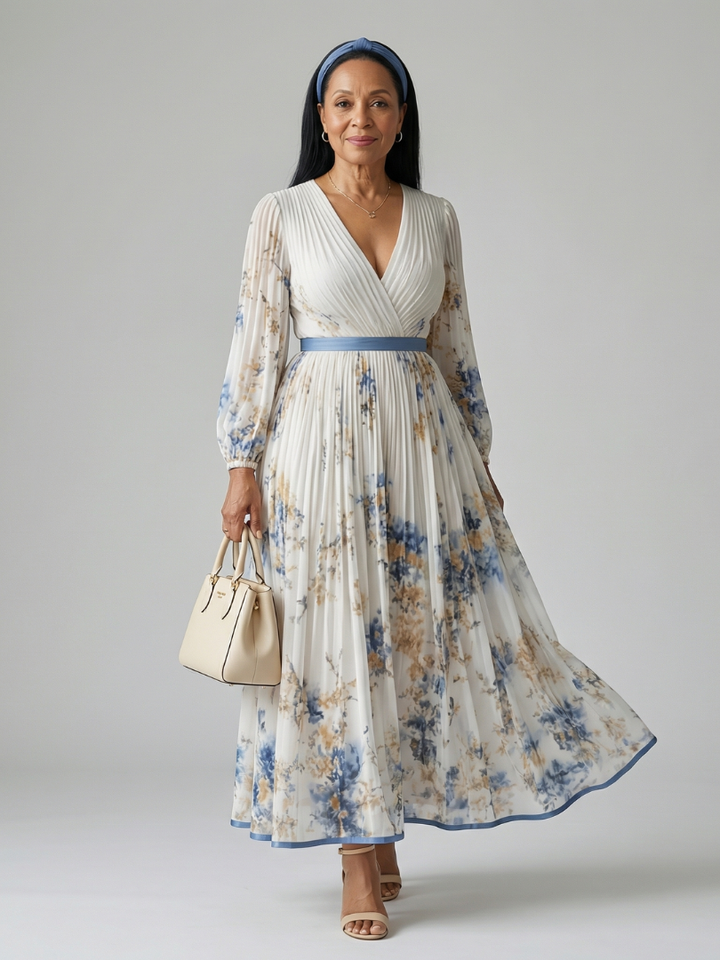 Leonie | Pleated Wrap Midi Dress