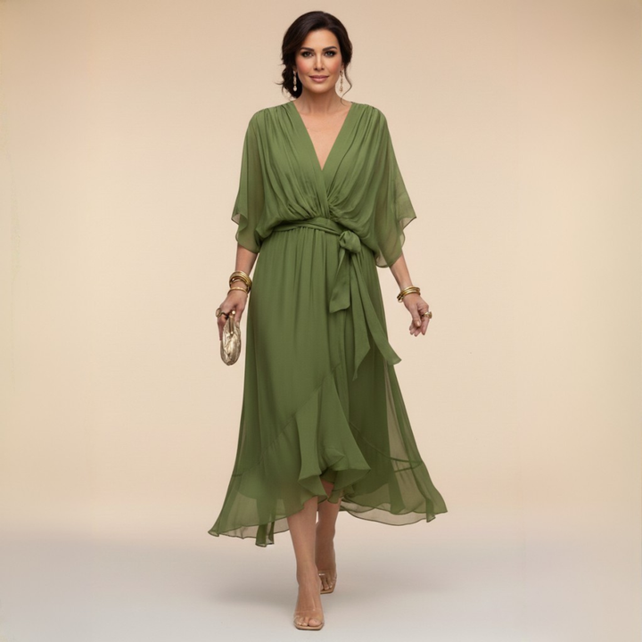 Ariane | Flowing Wrap V-Neck Dress