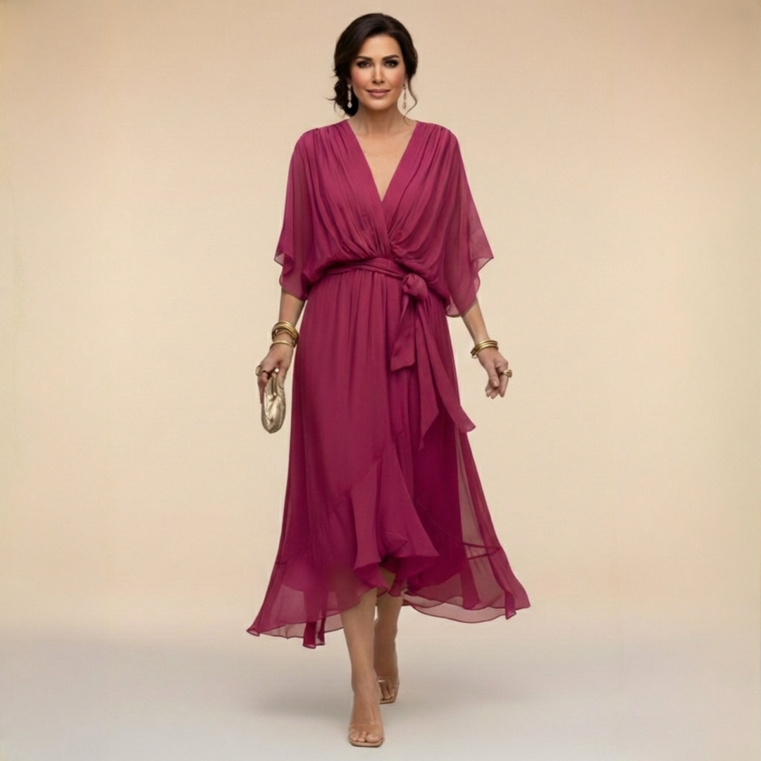 Ariane | Flowing Wrap V-Neck Dress