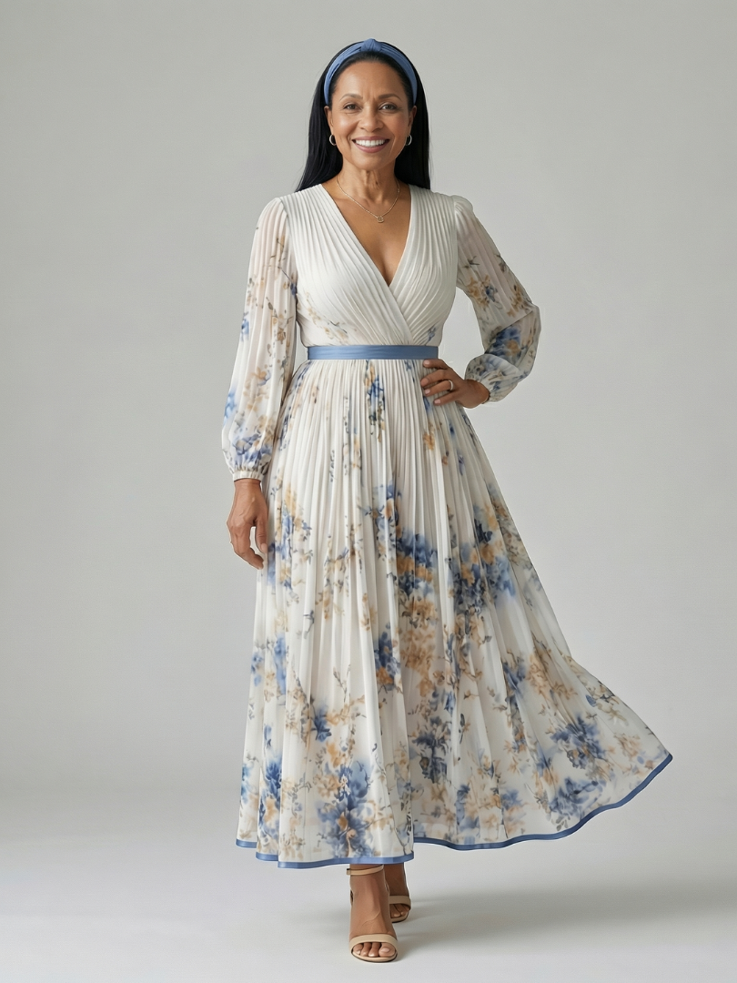Leonie | Pleated Wrap Midi Dress