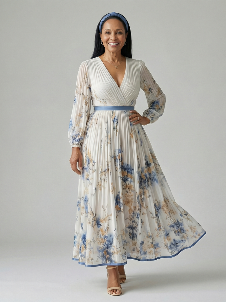 Leonie | Pleated Wrap Midi Dress
