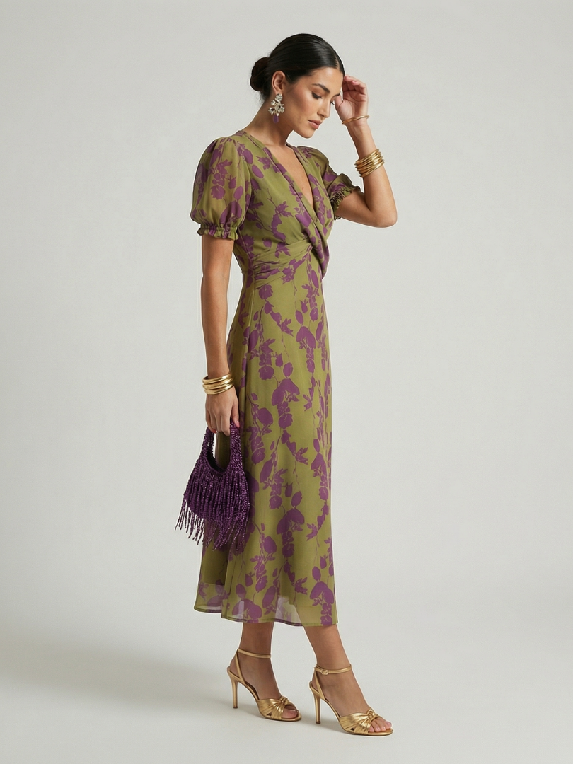 Jemima | Floral Wrap Midi Dress