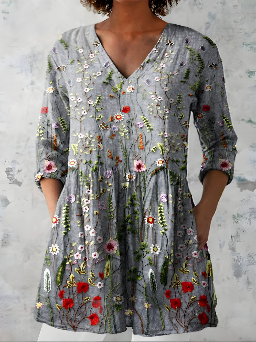 Emmanuelle | Long V-Neck Blouse