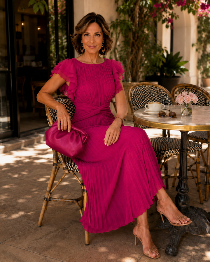 Irene | Classic Pleated Midi Dress