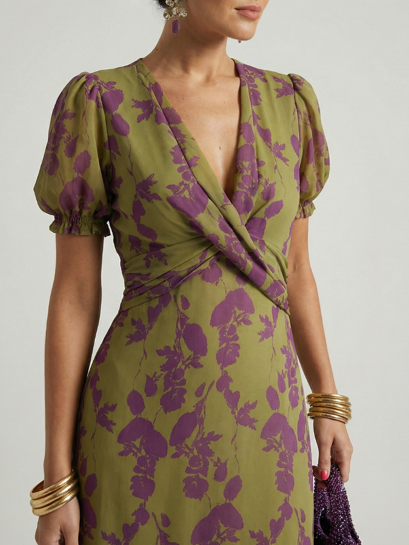 Jemima | Floral Wrap Midi Dress