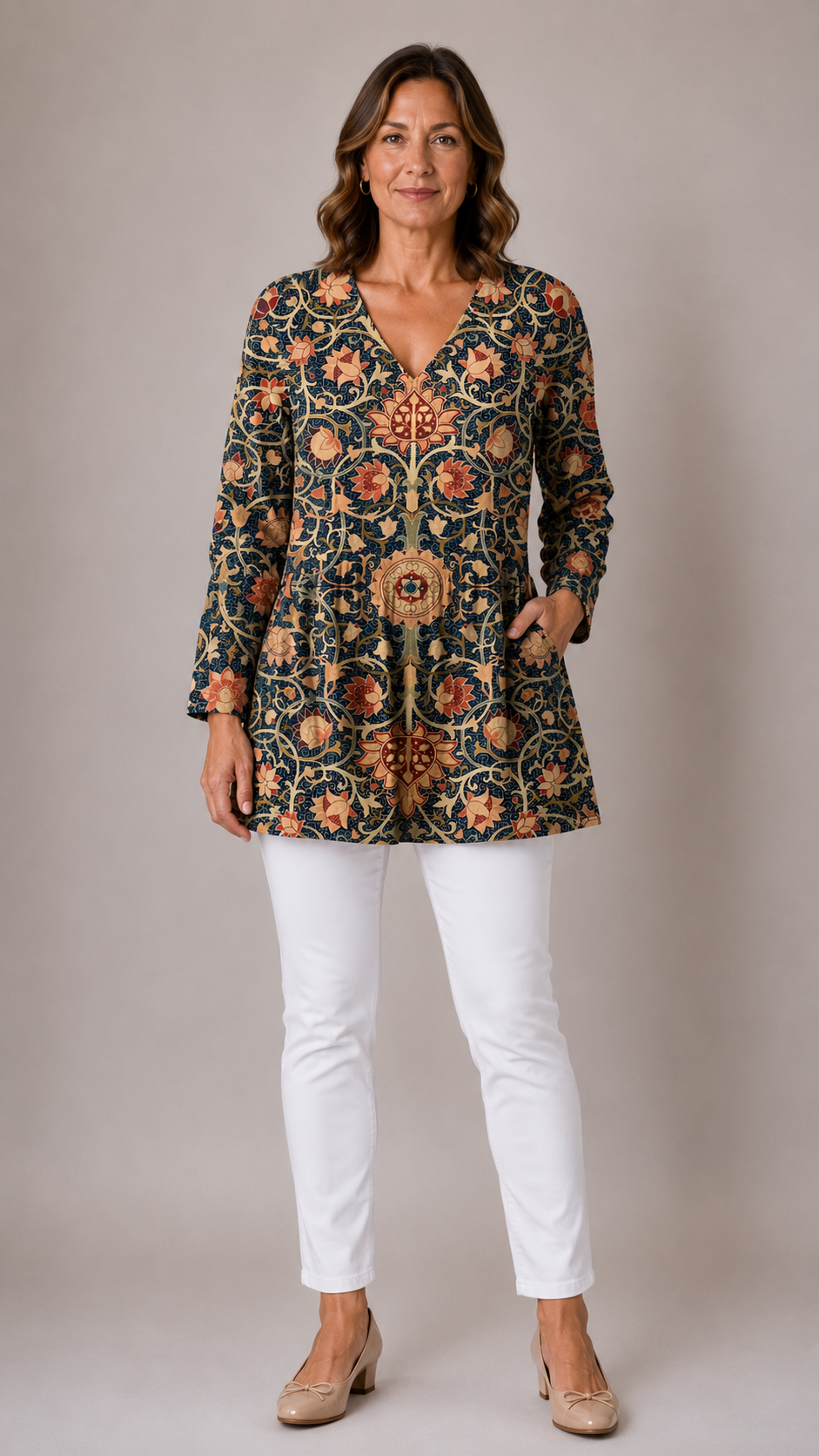 Lilias | Long V-Neck Blouse