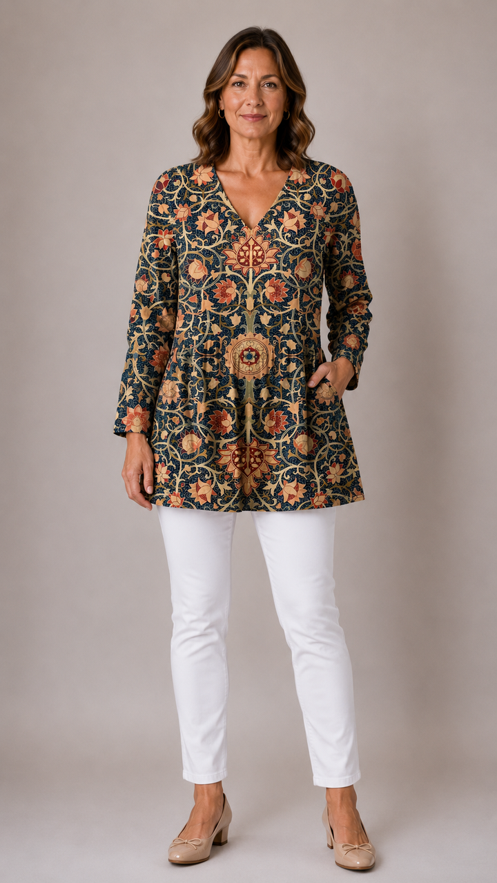 Lilias | Long V-Neck Blouse