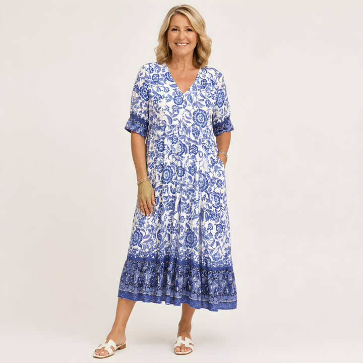 Iona | Graceful Floral Midi Dress