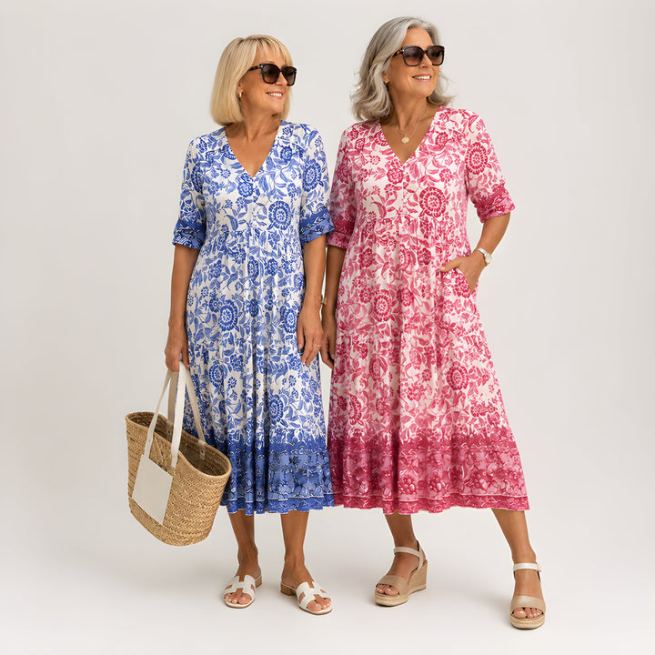 Iona | Graceful Floral Midi Dress