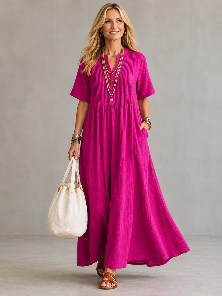 Eliza | Pleated Flowing Maxi Dress