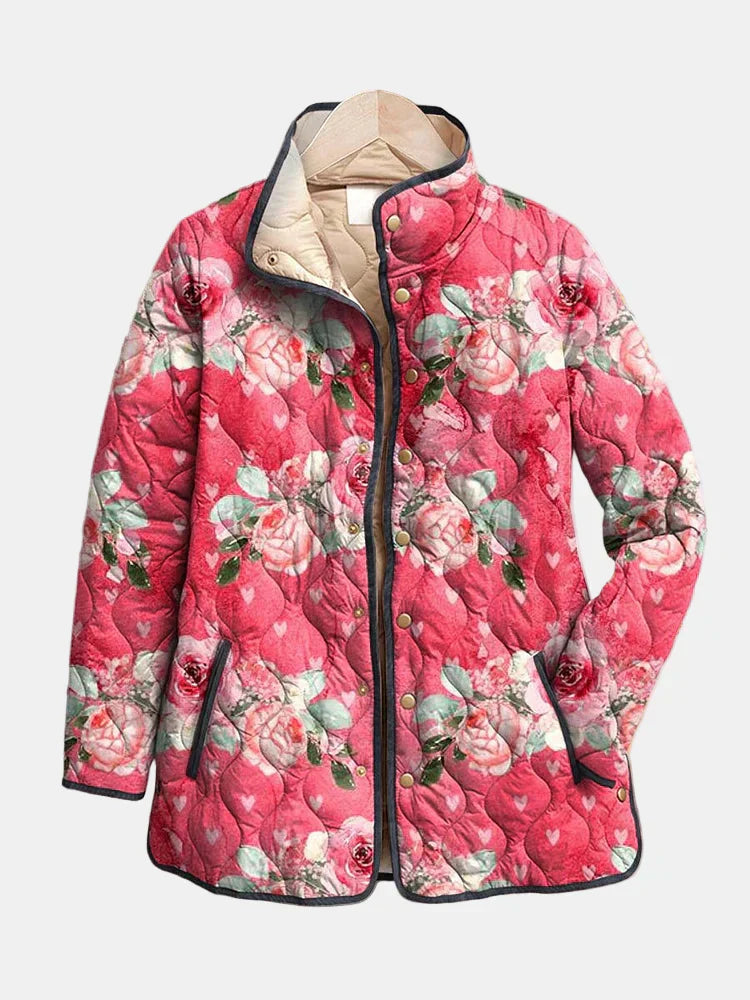 Nancy | Soft Pink Floral Quilted Jacket