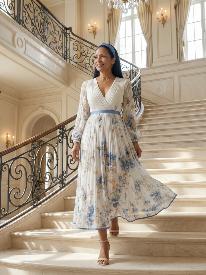 Leonie | Pleated Wrap Midi Dress