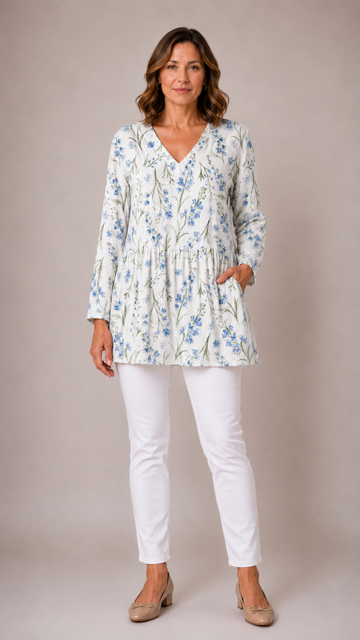 Isabeau | Long V-Neck Blouse