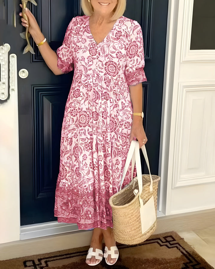 Iona | Graceful Floral Midi Dress