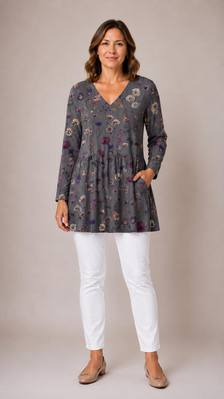 Honora | Long V-Neck Blouse