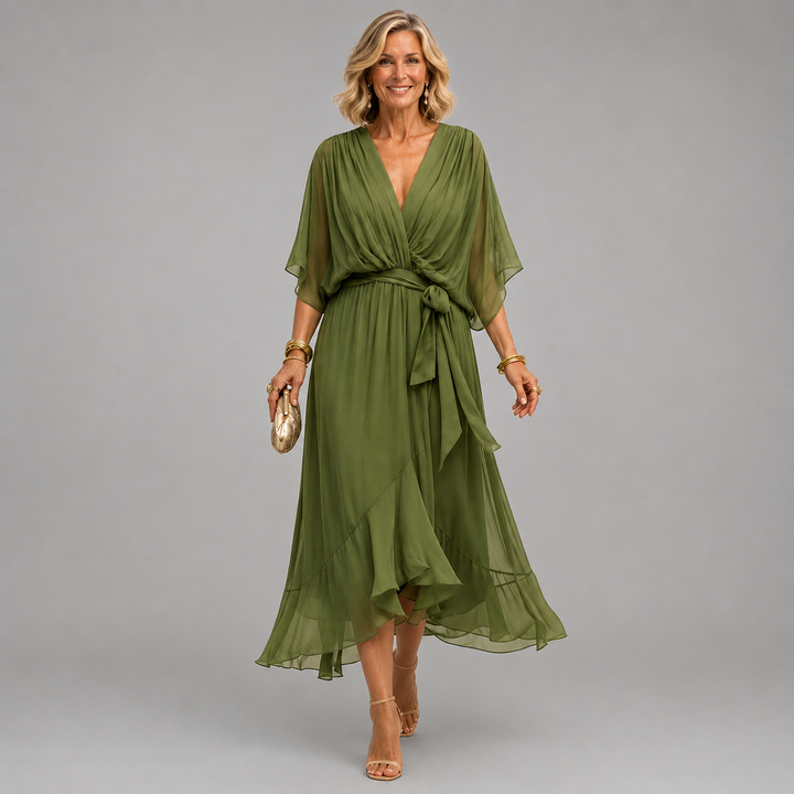 Ariane | Flowing Wrap V-Neck Dress