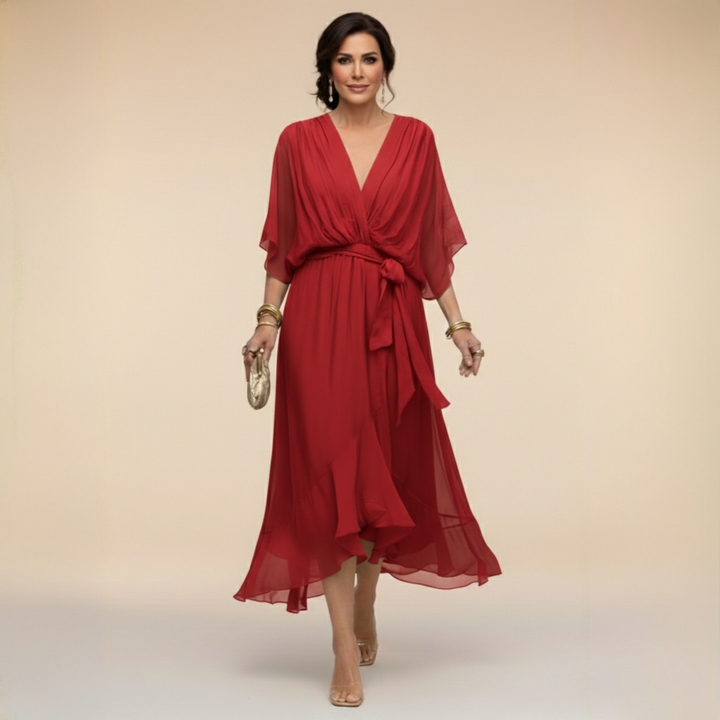 Ariane | Flowing Wrap V-Neck Dress