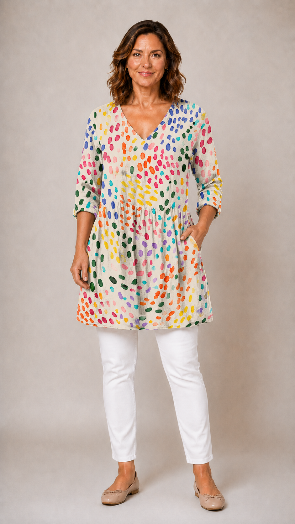 Mireille | Long V-Neck Blouse