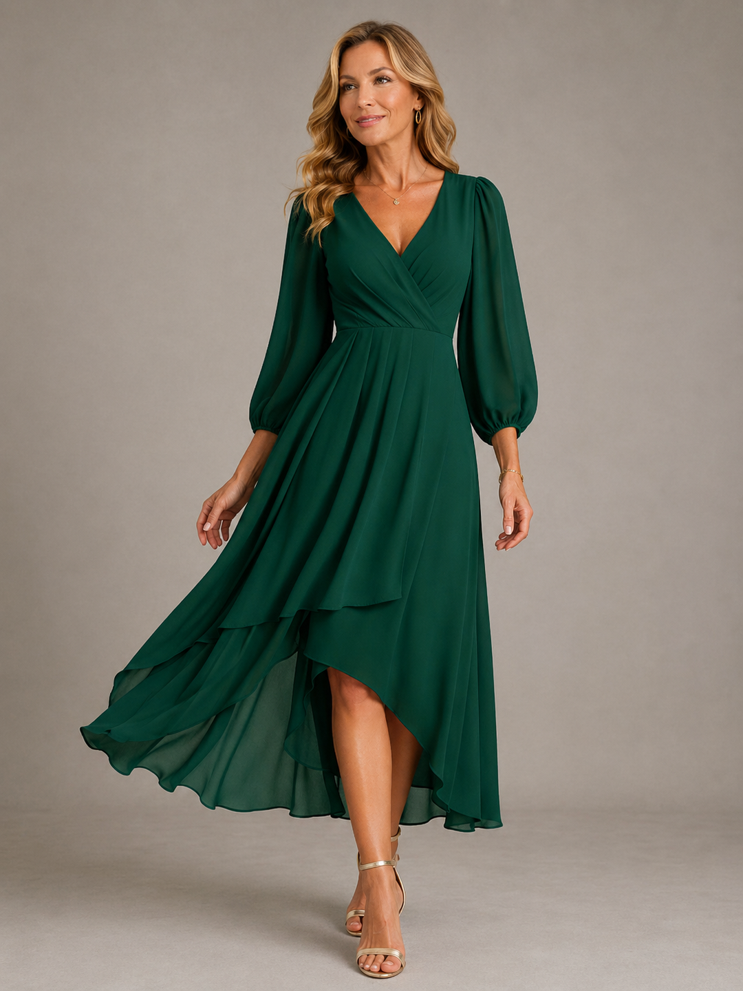Edith | V-Neck Long Sleeve Maxi Dress