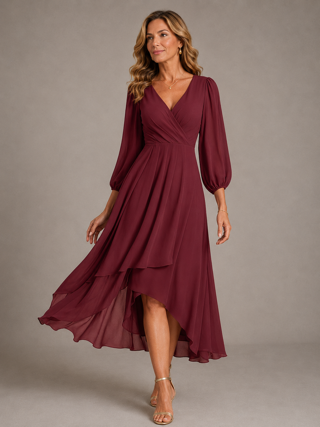 Edith | V-Neck Long Sleeve Maxi Dress