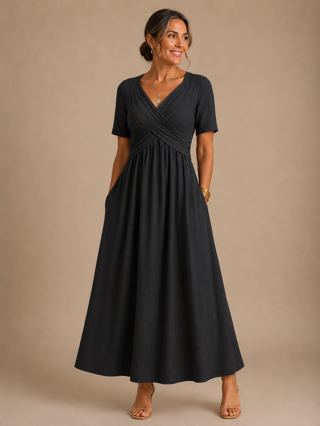 Ivy | Gathered Waist Midi Dress