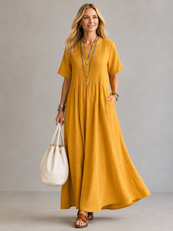 Eliza | Pleated Flowing Maxi Dress