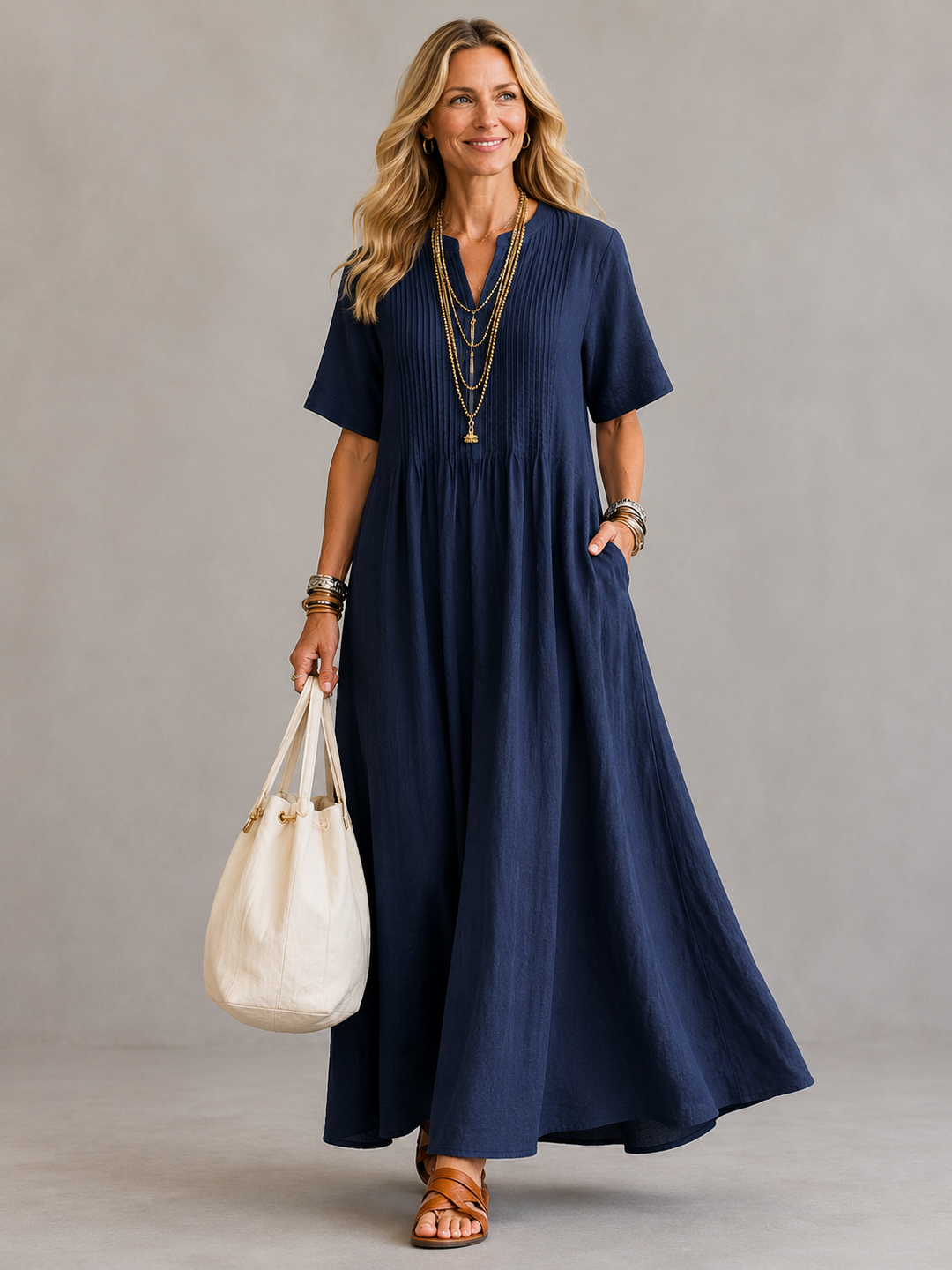 Eliza | Pleated Flowing Maxi Dress