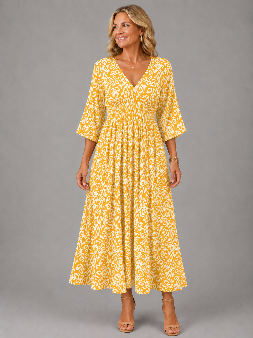 Mireille | Flowing V-Neck Midi Dress