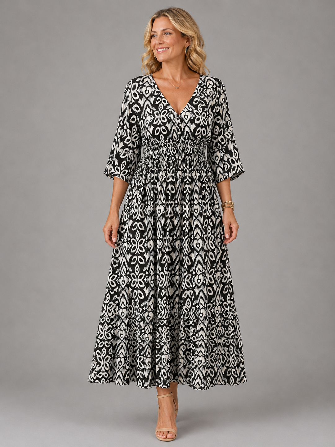 Mireille | Flowing V-Neck Midi Dress