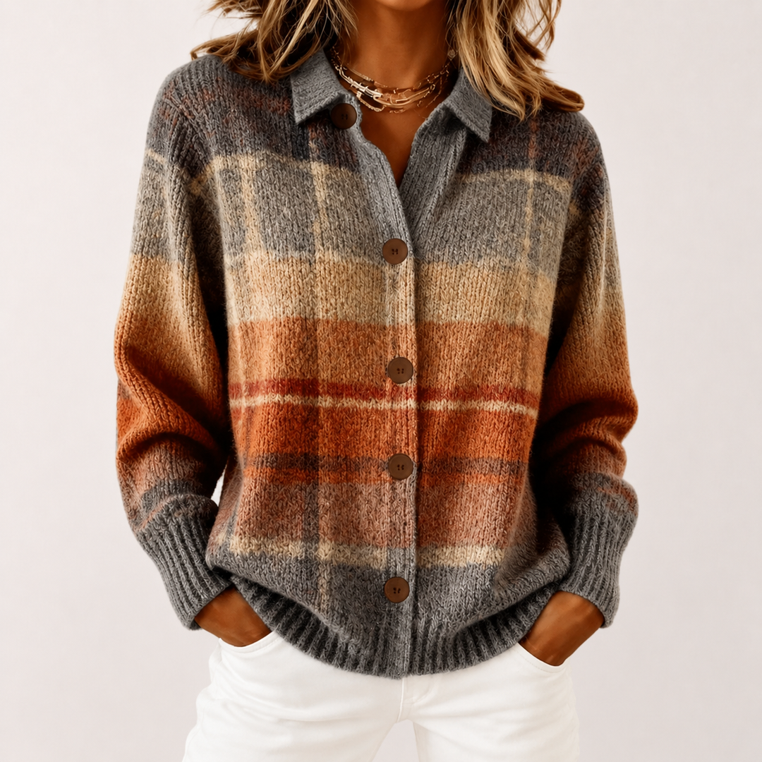 Edith | Autumn Ombre Plaid Cardigan