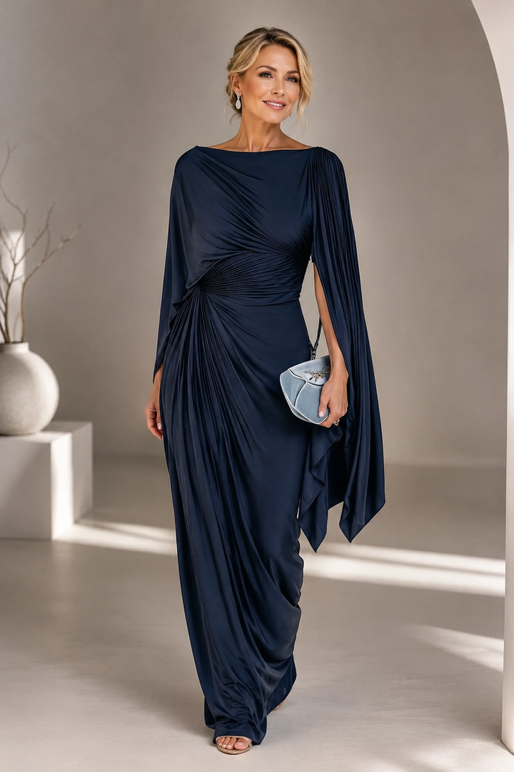 Tabitha | Draped Cape-Sleeve Maxi Dress