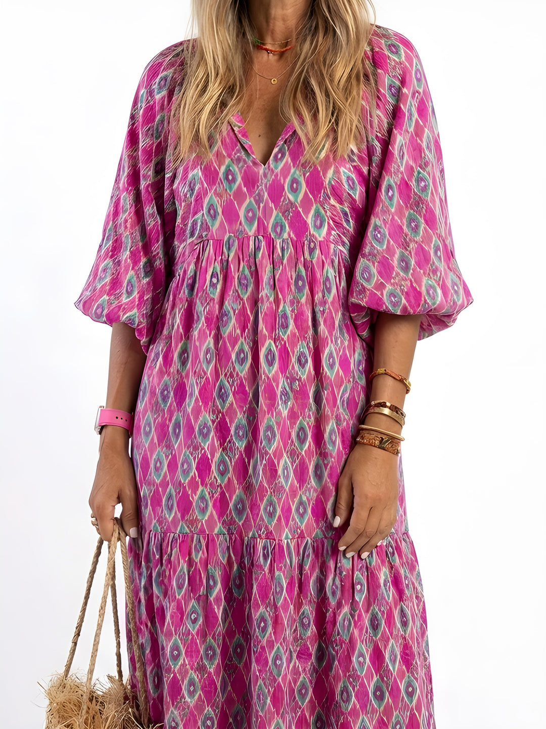 Orla | Tiered V-Neck Midi Dress