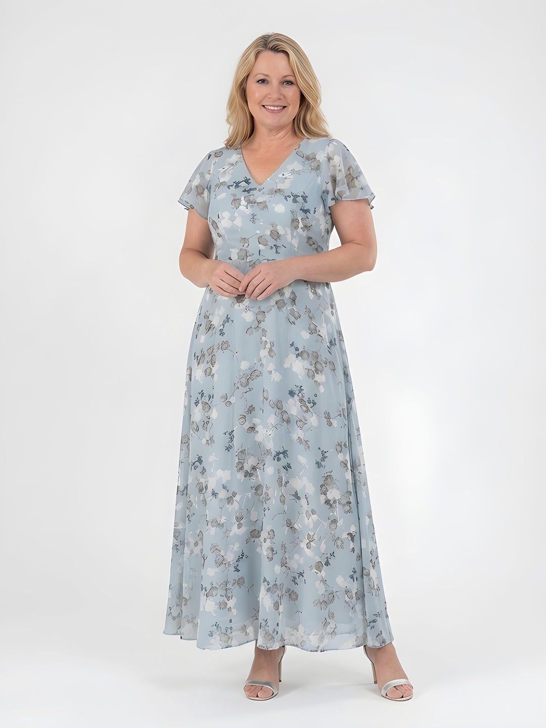 Lorna | Flutter Sleeve Chiffon Maxi Dress