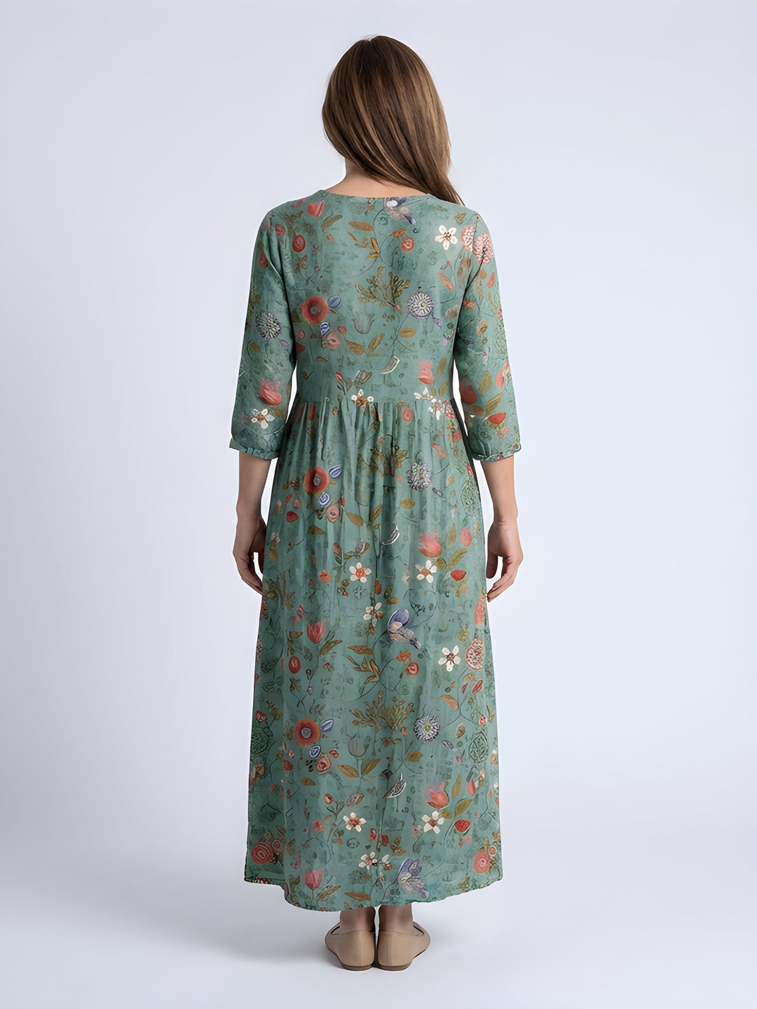 Natalia | Floral Three-Quarter Sleeve Maxi