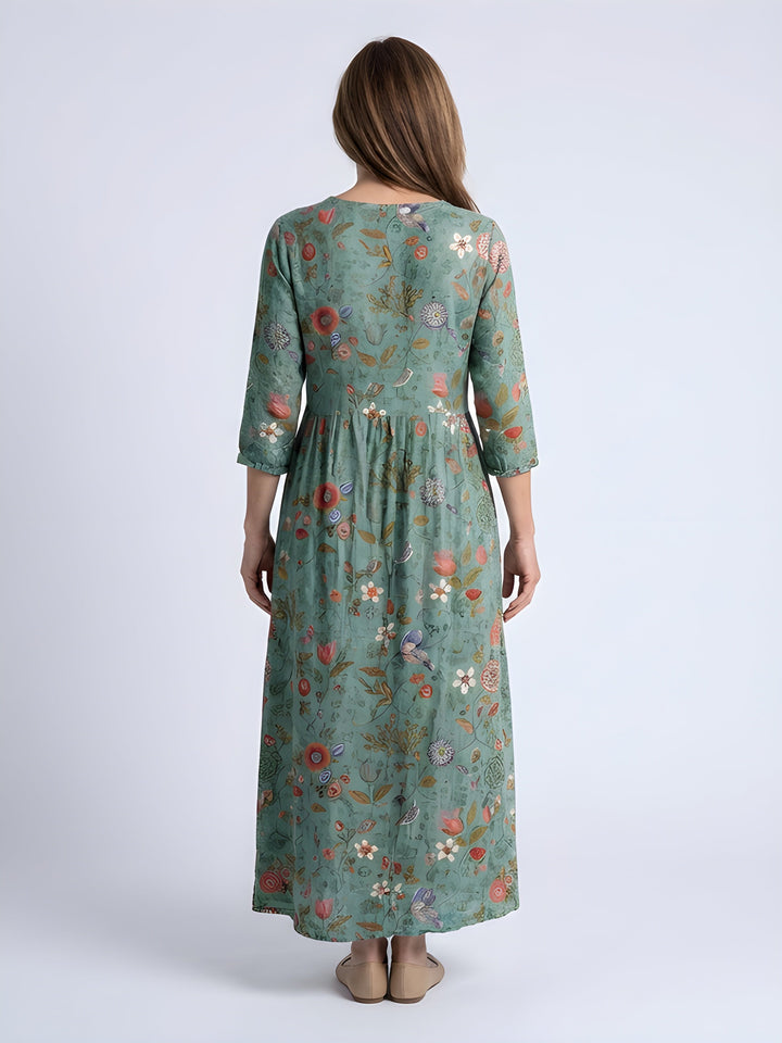 Natalia | Floral Three-Quarter Sleeve Maxi