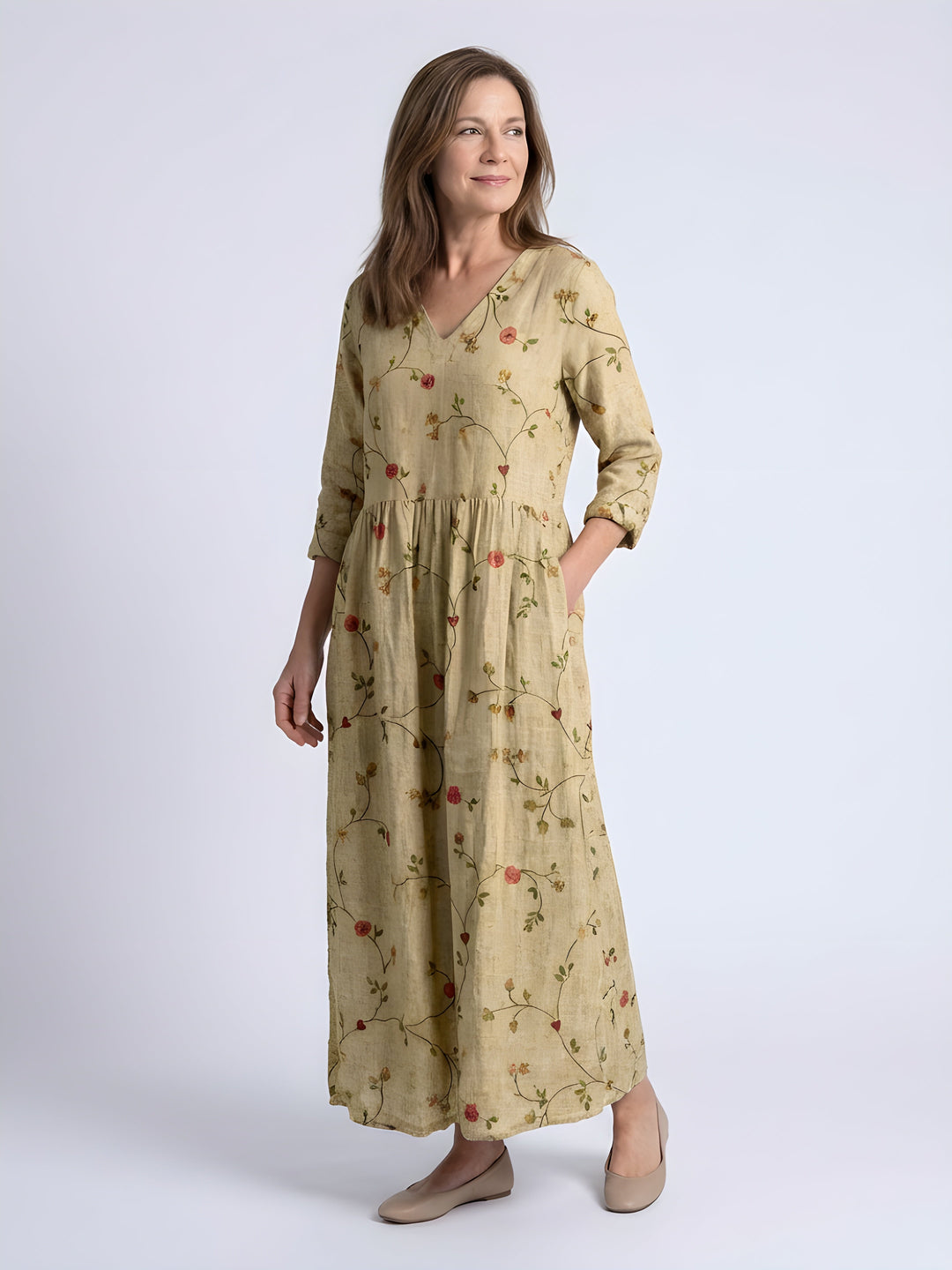 Natalia | Floral Three-Quarter Sleeve Maxi