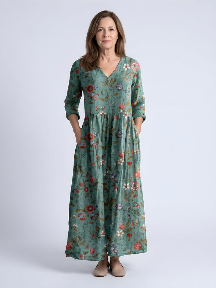 Natalia | Floral Three-Quarter Sleeve Maxi
