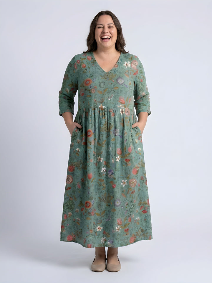 Natalia | Floral Three-Quarter Sleeve Maxi