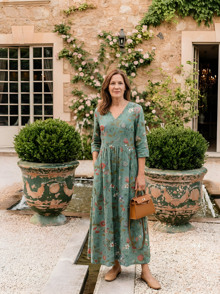 Natalia | Floral Three-Quarter Sleeve Maxi