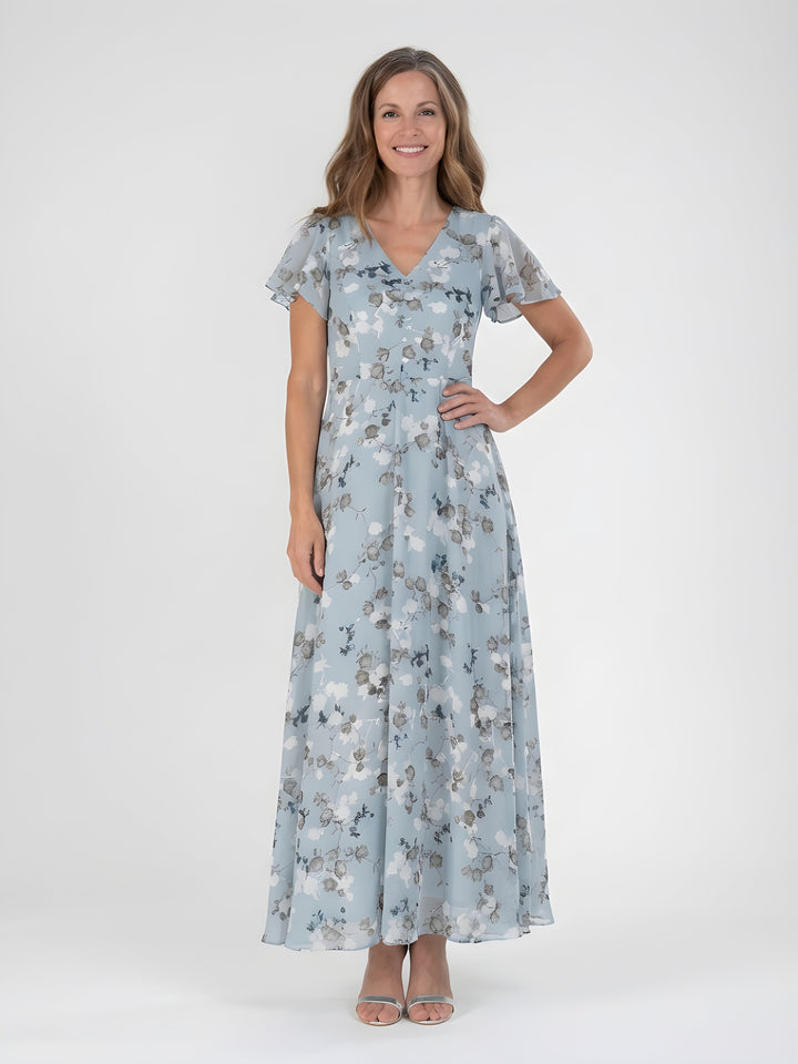 Lorna | Flutter Sleeve Chiffon Maxi Dress