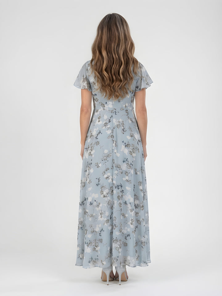 Lorna | Flutter Sleeve Chiffon Maxi Dress