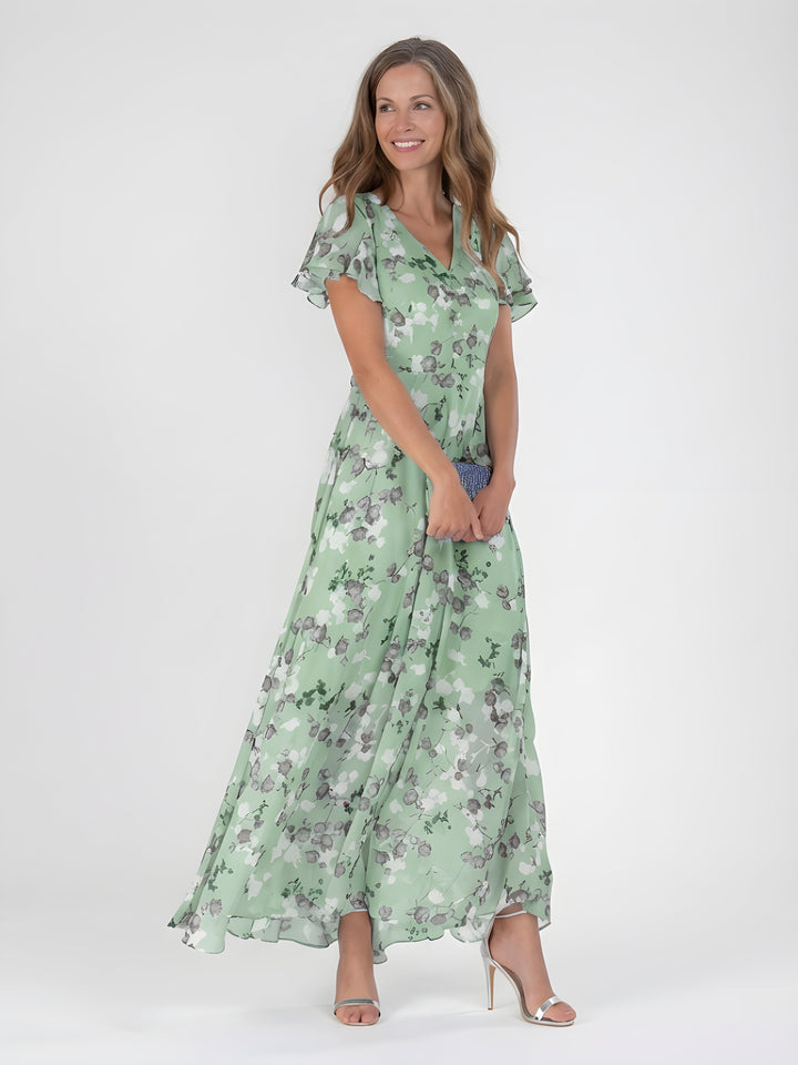 Lorna | Flutter Sleeve Chiffon Maxi Dress