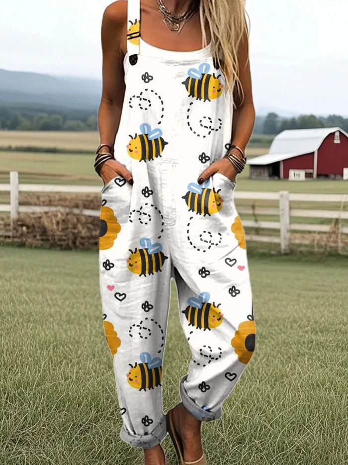 Augusta | Sunflower &amp; Bee Print Jumpsuit