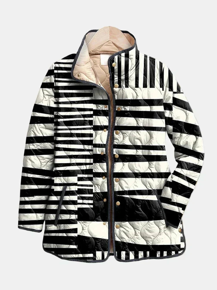 Lena | Monochrome Abstract Quilted Jacket