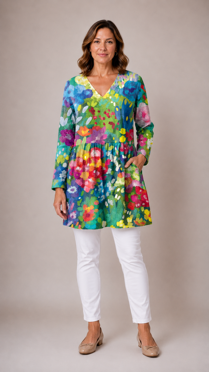 Gabrielle | Long V-Neck Blouse
