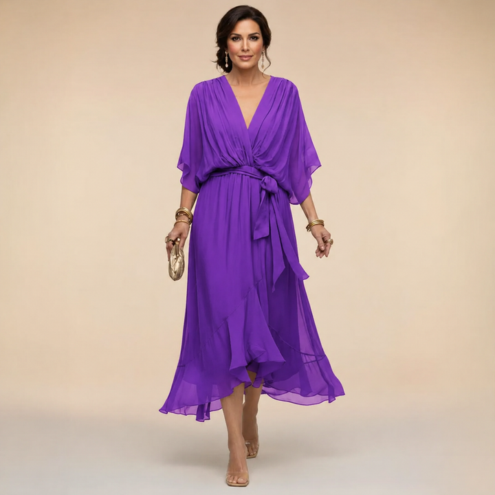 Ariane | Flowing Wrap V-Neck Dress