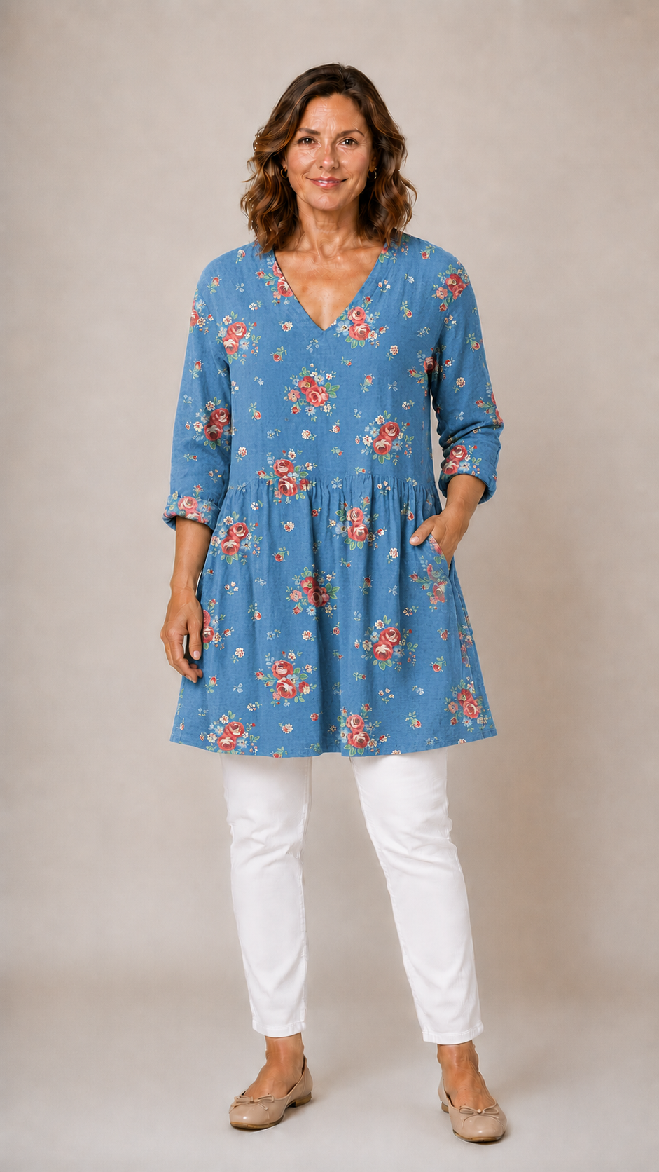 Mabel | Long V-Neck Blouse