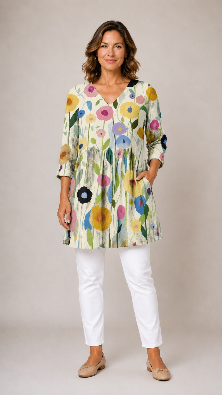 Louisa | Long V-Neck Blouse