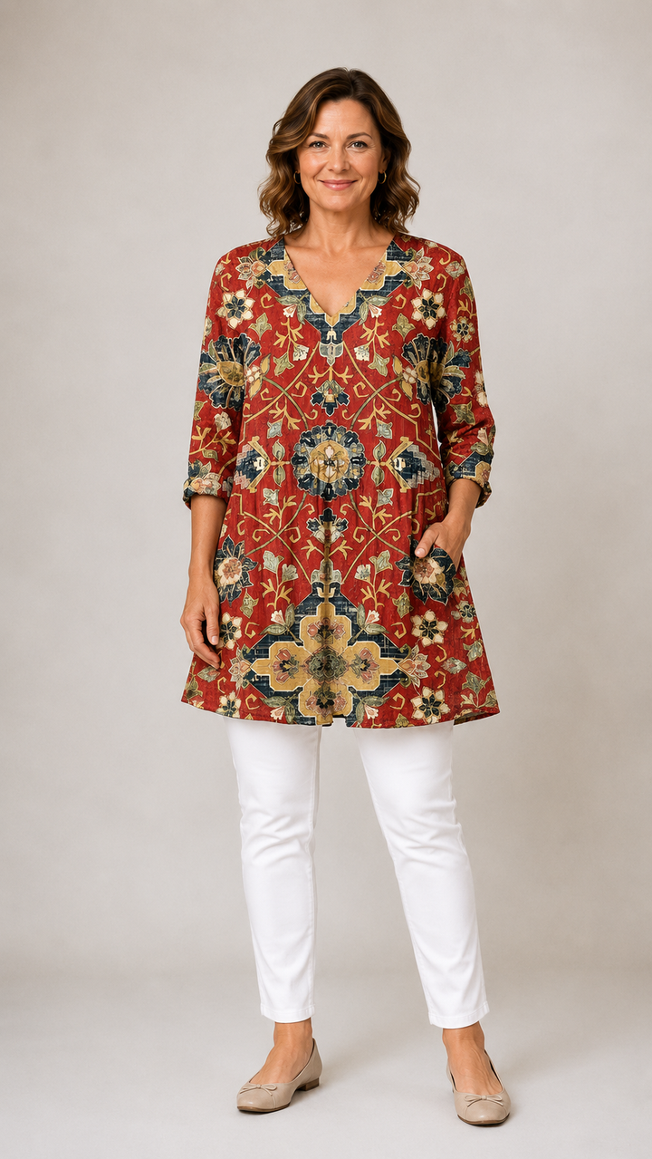 Rowena | Long V-Neck Blouse